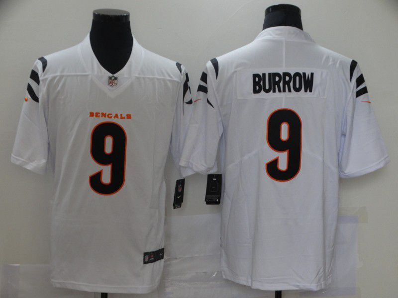 Men Cincinnati Bengals 9 Burrow White Nike Vapor Untouchable Limited 2021 NFL Jersey